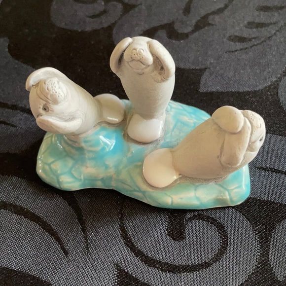 Handmade signed Hear No Evil, See N Evil, Speak No Evil ceramic walrus, sea lion - Picture 1 of 10